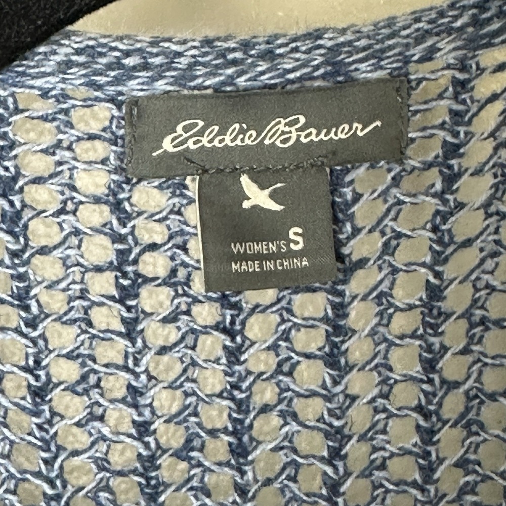 Eddie Bauer‎ Vest Sweater Women's Small Blue Long Pockets Coastal Cottage Boho - Picture 5 of 5